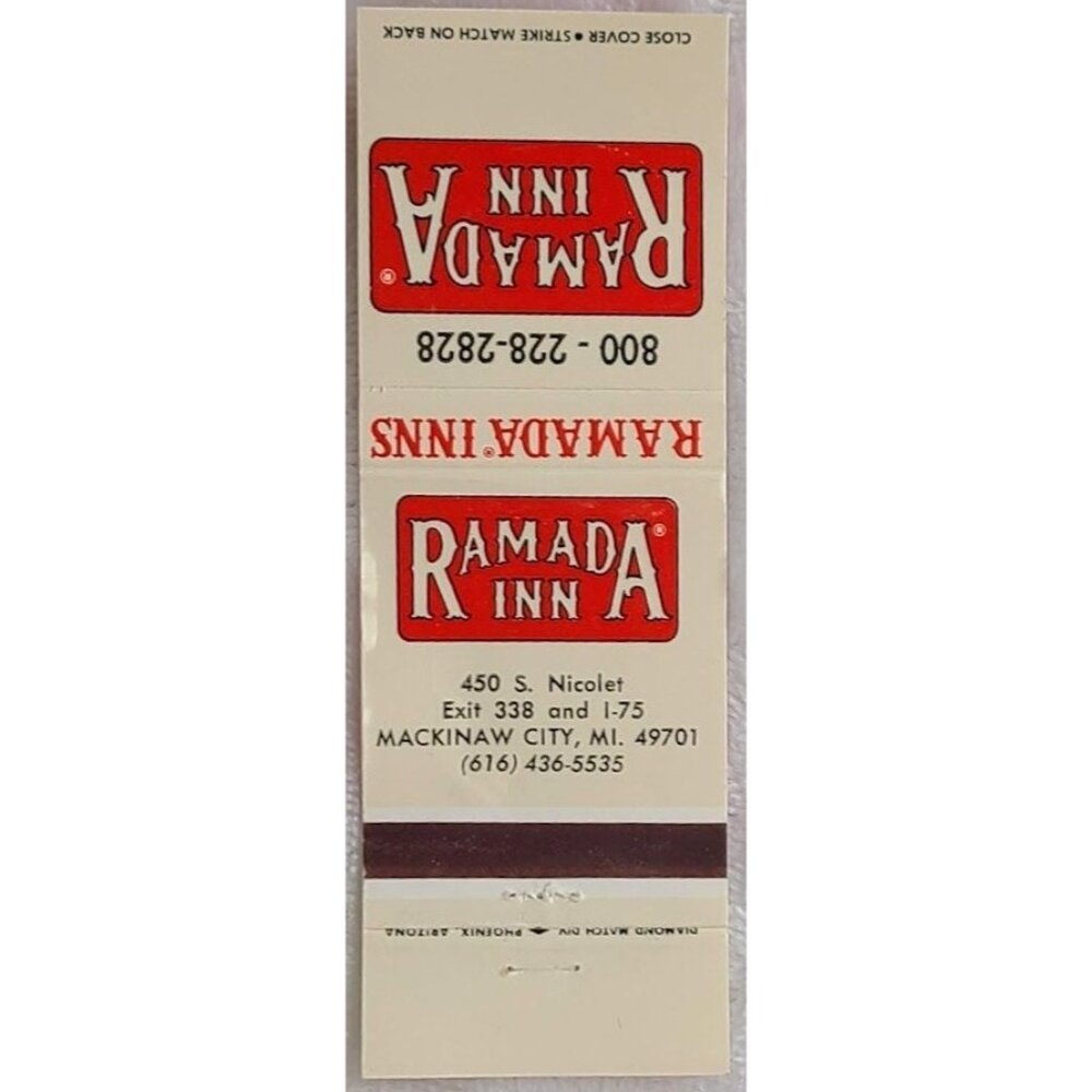 Matchbook Cover Ramada Inn Mackinaw City MI Michigan